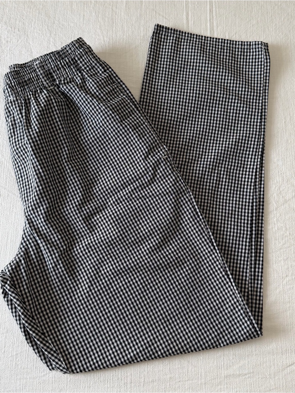 New Chef California Black & White Gingham Check Elastic Waist